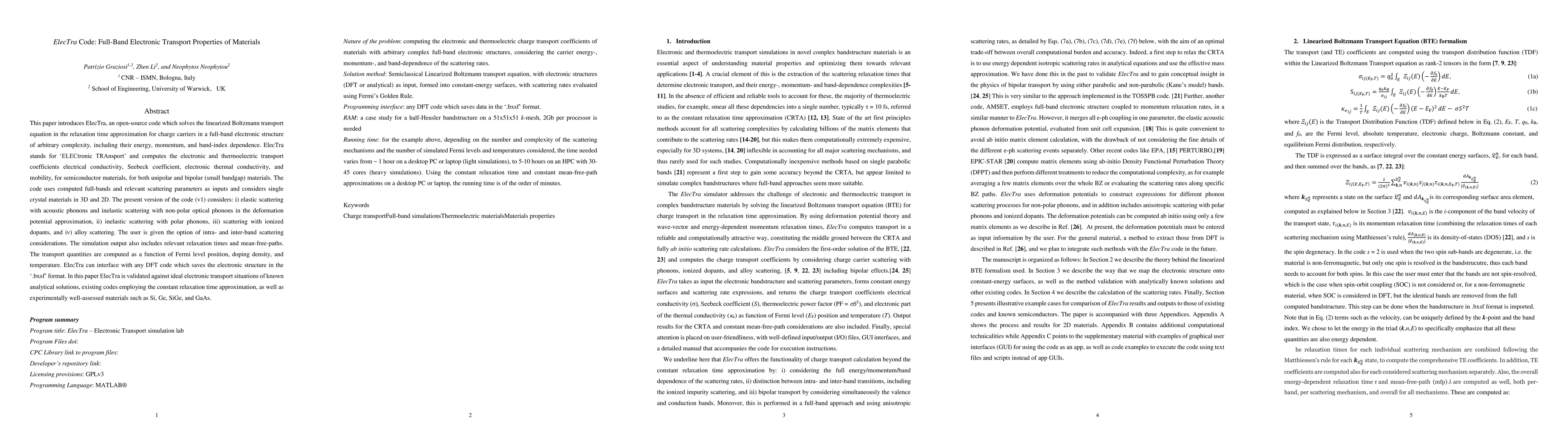 Thumbnail for ElecTra Code: Full-Band Electronic Transport Properties of Materials
