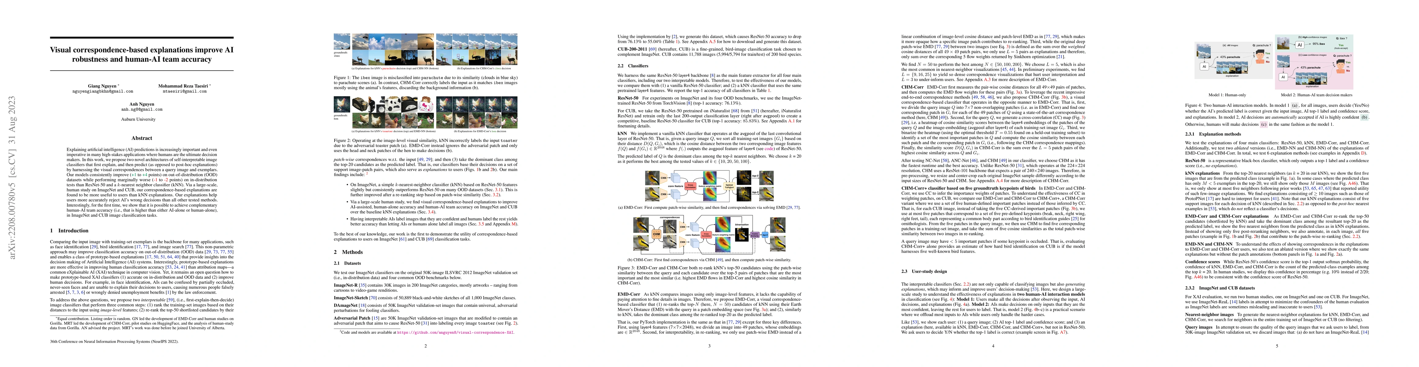 Thumbnail for Visual correspondence-based explanations improve AI robustness and
  human-AI team accuracy