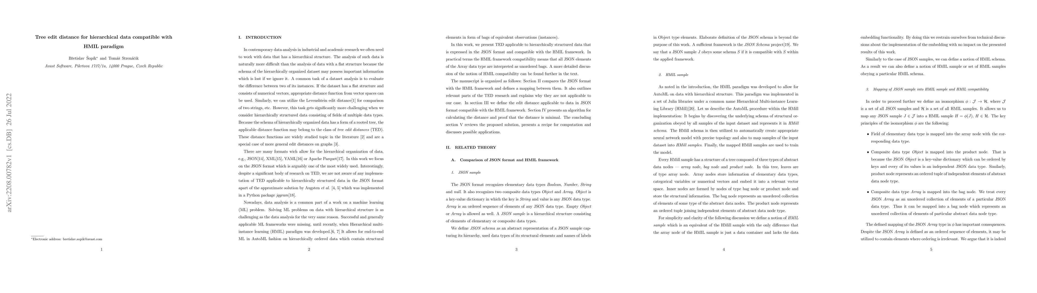 Thumbnail for Tree edit distance for hierarchical data compatible with HMIL paradigm