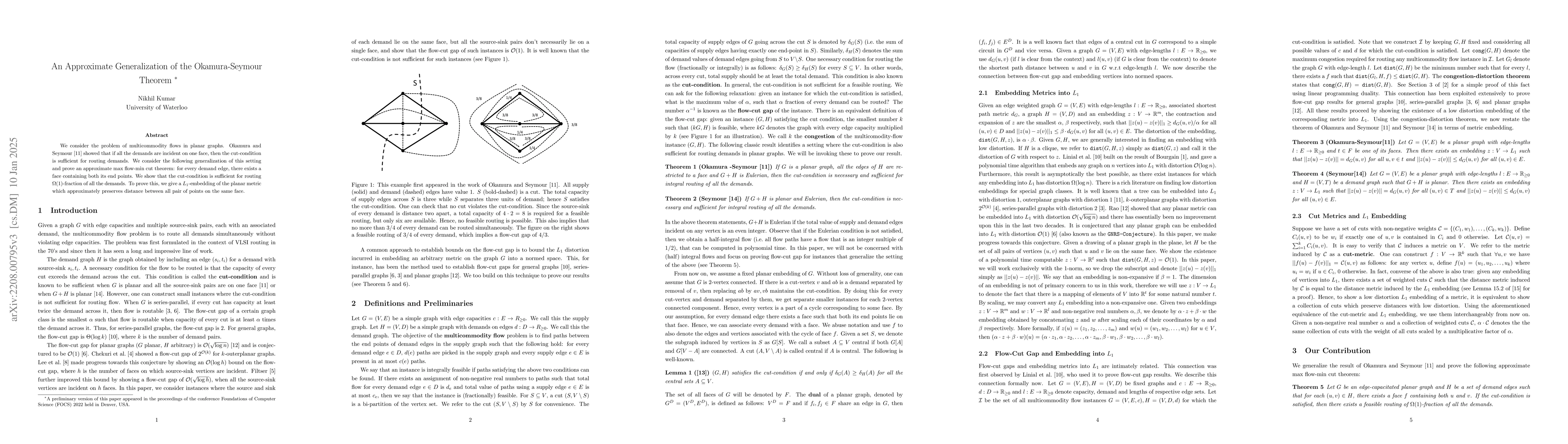 Thumbnail for An Approximate Generalization of the Okamura-Seymour Theorem