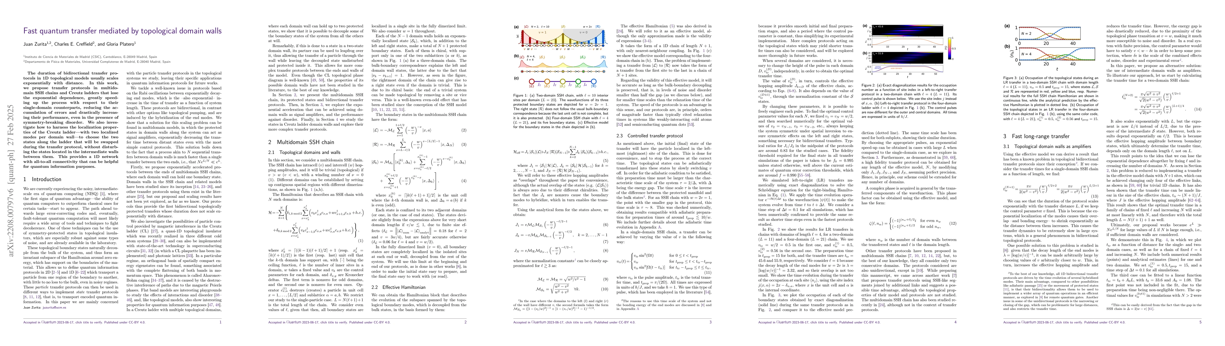 Thumbnail for Fast quantum transfer mediated by topological domain walls