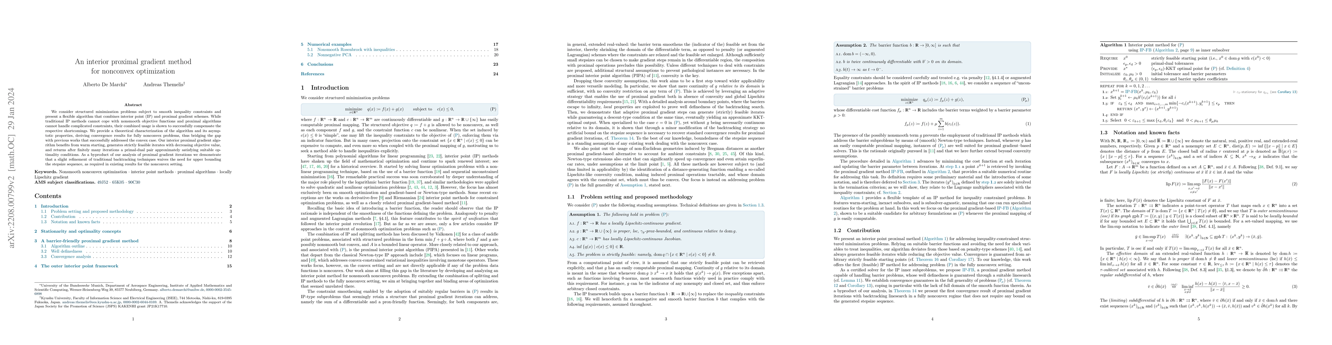 Thumbnail for An interior proximal gradient method for nonconvex optimization