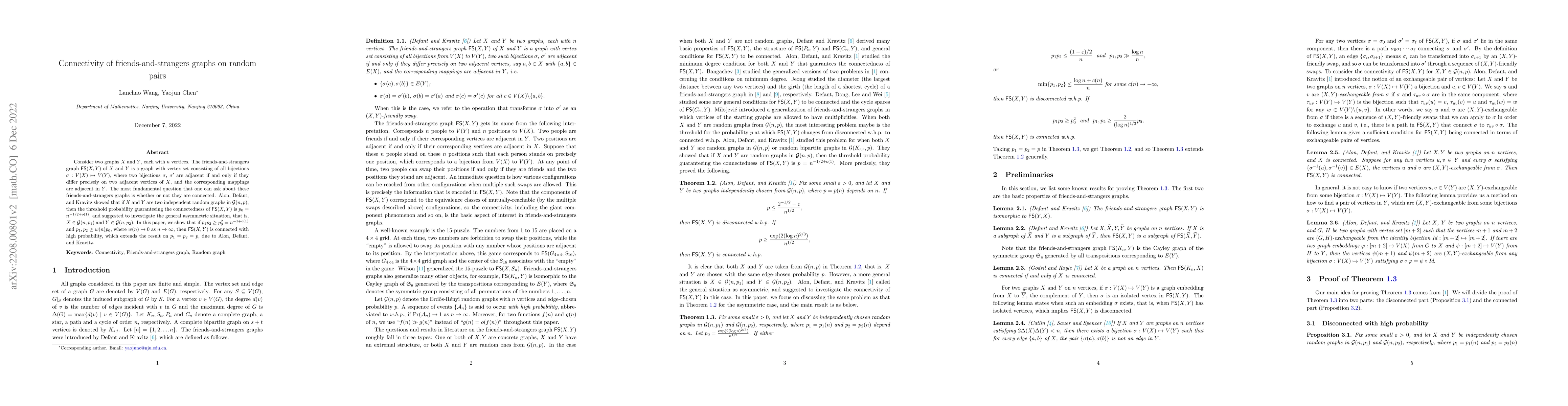 Thumbnail for Connectivity of friends-and-strangers graphs on random pairs
