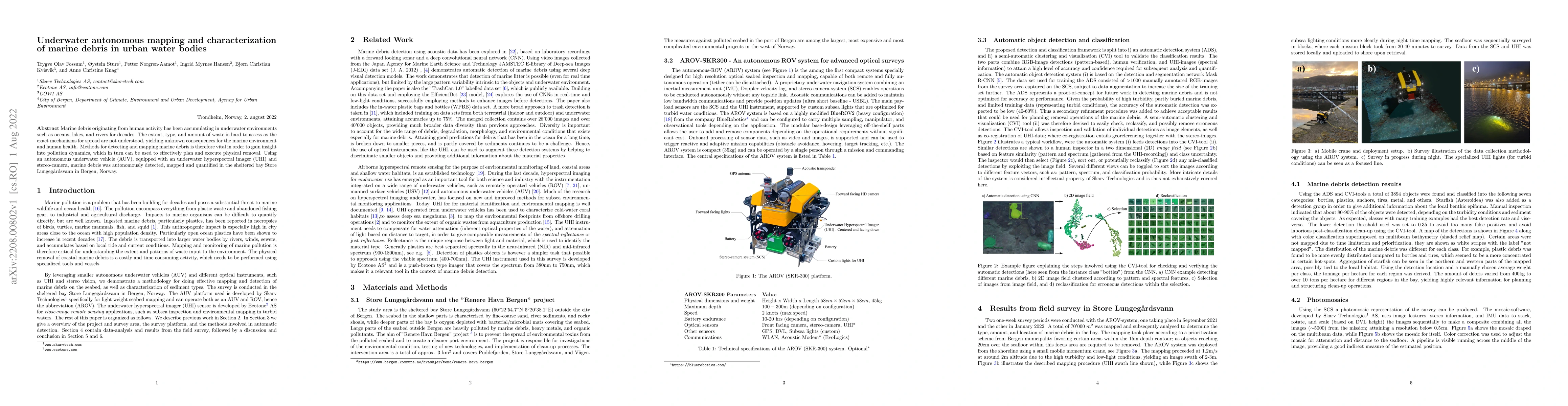 Thumbnail for Underwater autonomous mapping and characterization of marine debris in
  urban water bodies