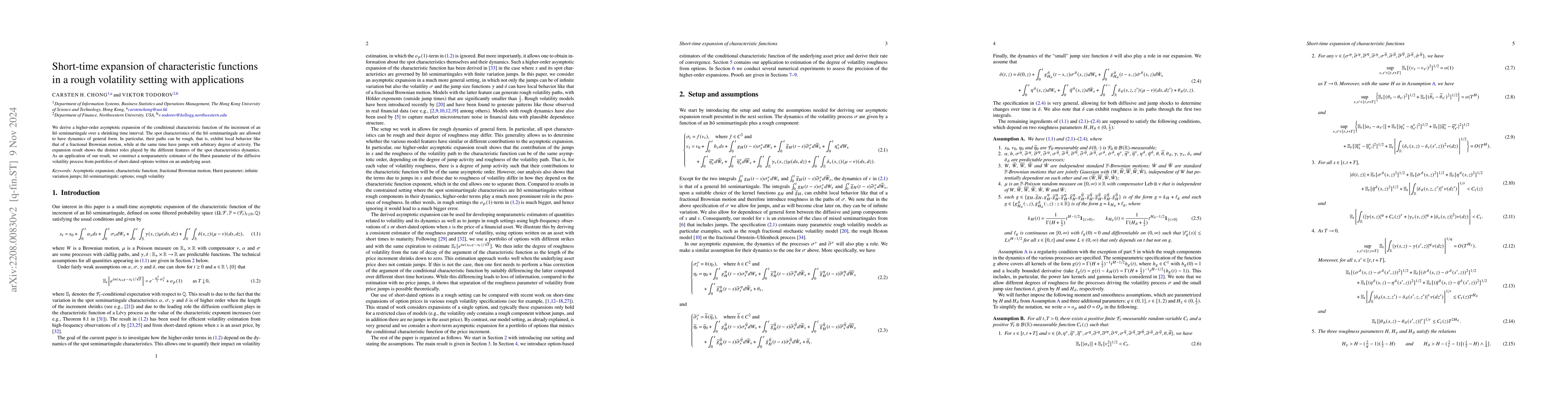 Thumbnail for Short-time expansion of characteristic functions in a rough volatility
  setting with applications