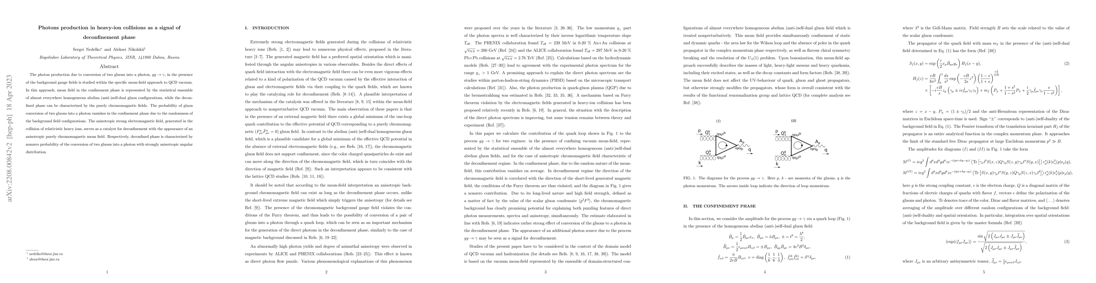 Thumbnail for Photons production in heavy-ion collisions as a signal of deconfinement
  phase
