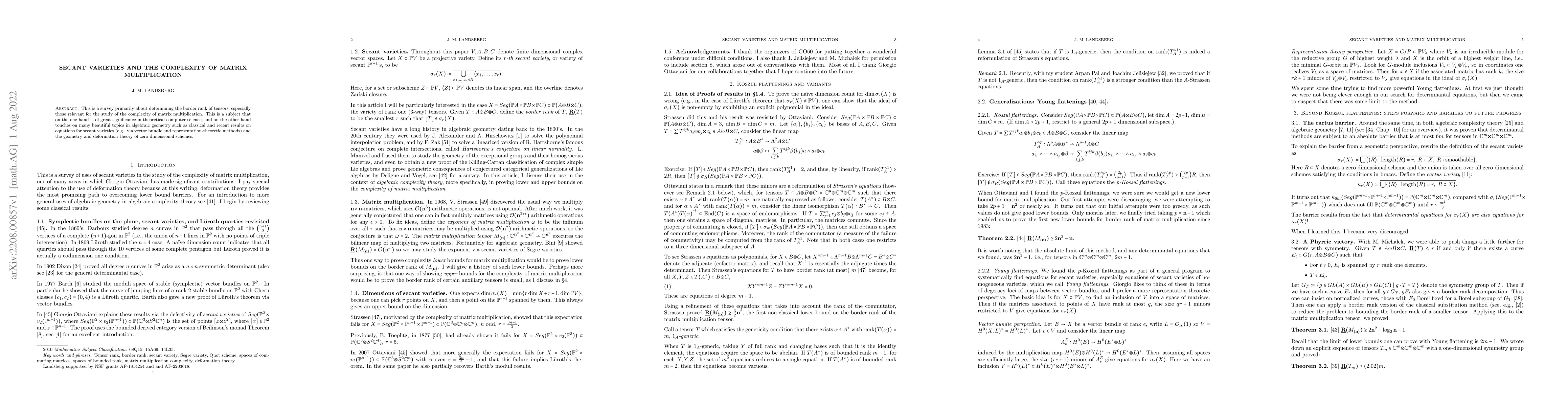 Thumbnail for Secant varieties and the complexity of matrix multiplication