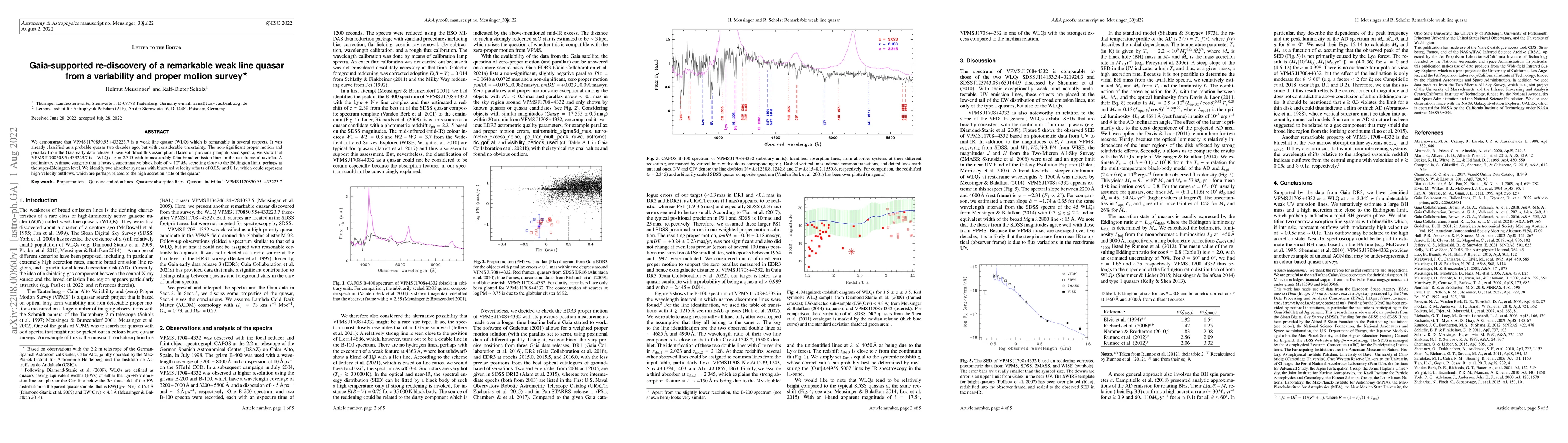 Thumbnail for Gaia-supported re-discovery of a remarkable weak line quasar from a
  variability and proper motion survey