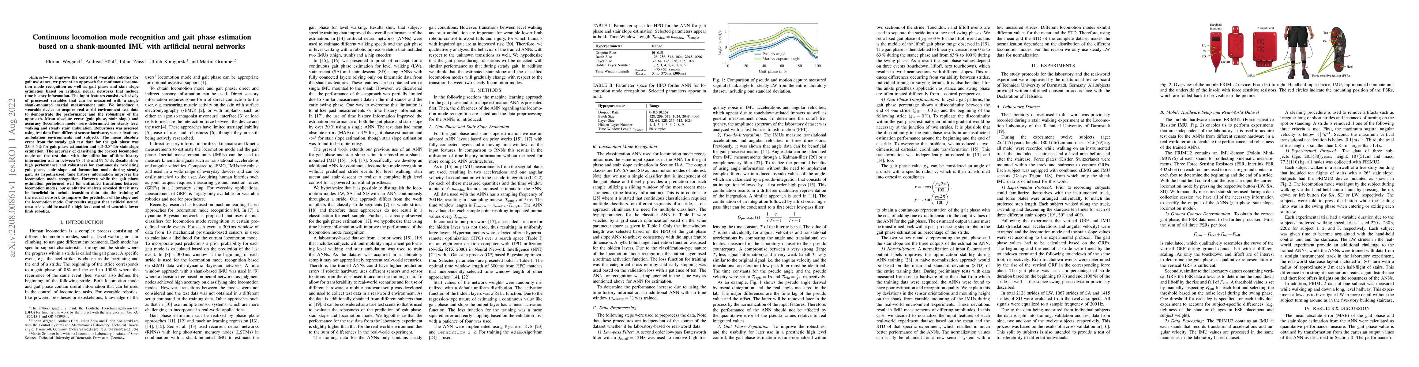 Thumbnail for Continuous locomotion mode recognition and gait phase estimation based
  on a shank-mounted IMU with artificial neural networks