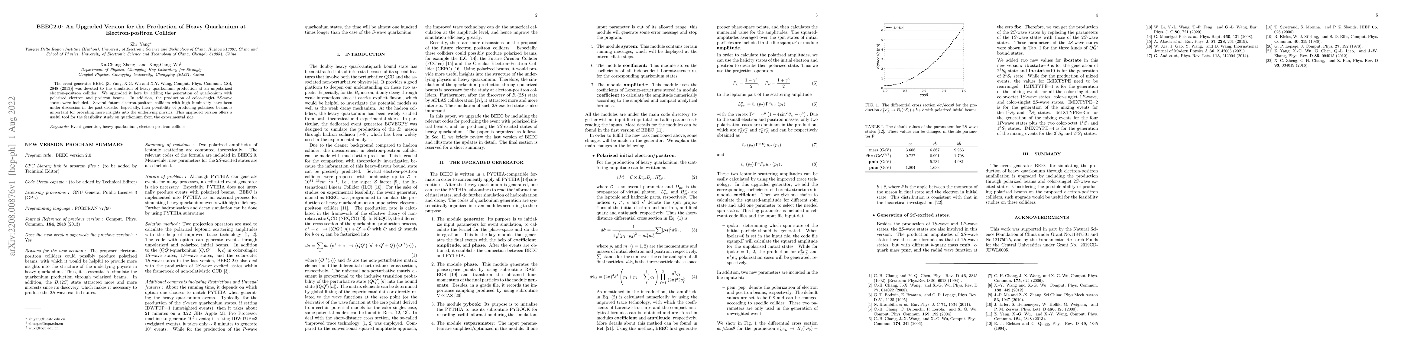 Thumbnail for BEEC2.0: An Upgraded Version for the Production of Heavy Quarkonium at
  Electron-positron Collider