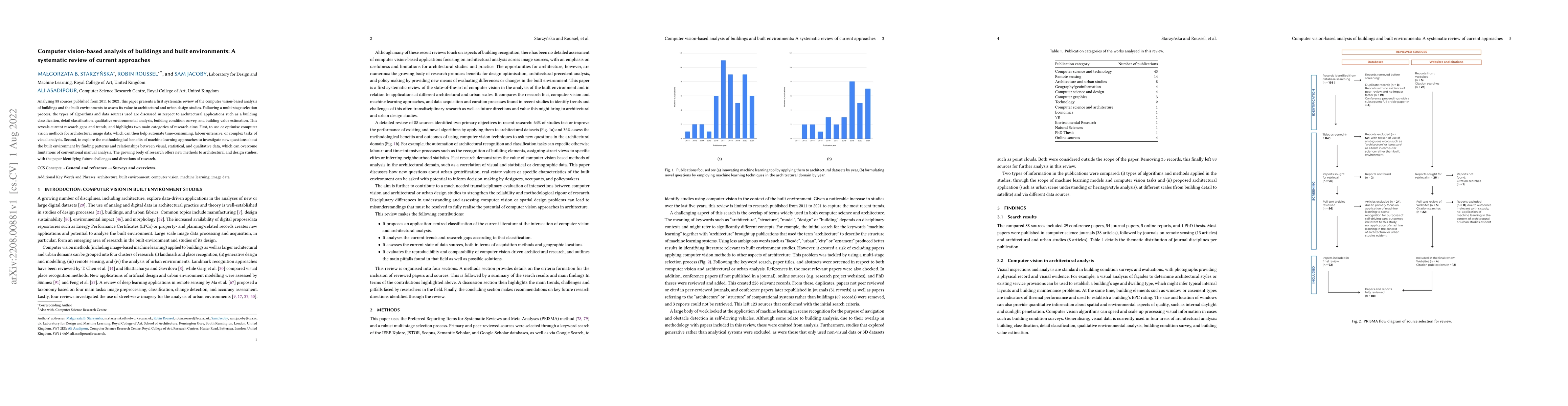 Thumbnail for Computer vision-based analysis of buildings and built environments: A
  systematic review of current approaches