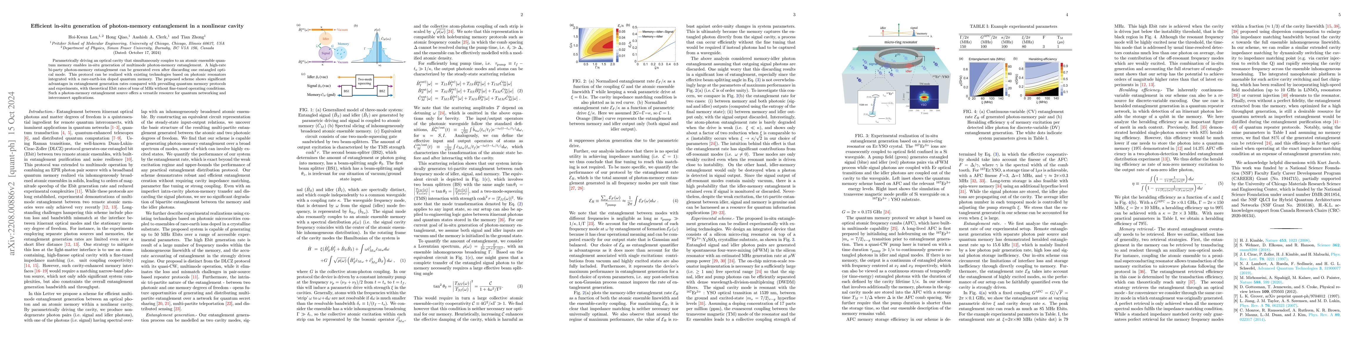 Thumbnail for Efficient in-situ generation of photon-memory entanglement in a
  nonlinear cavity