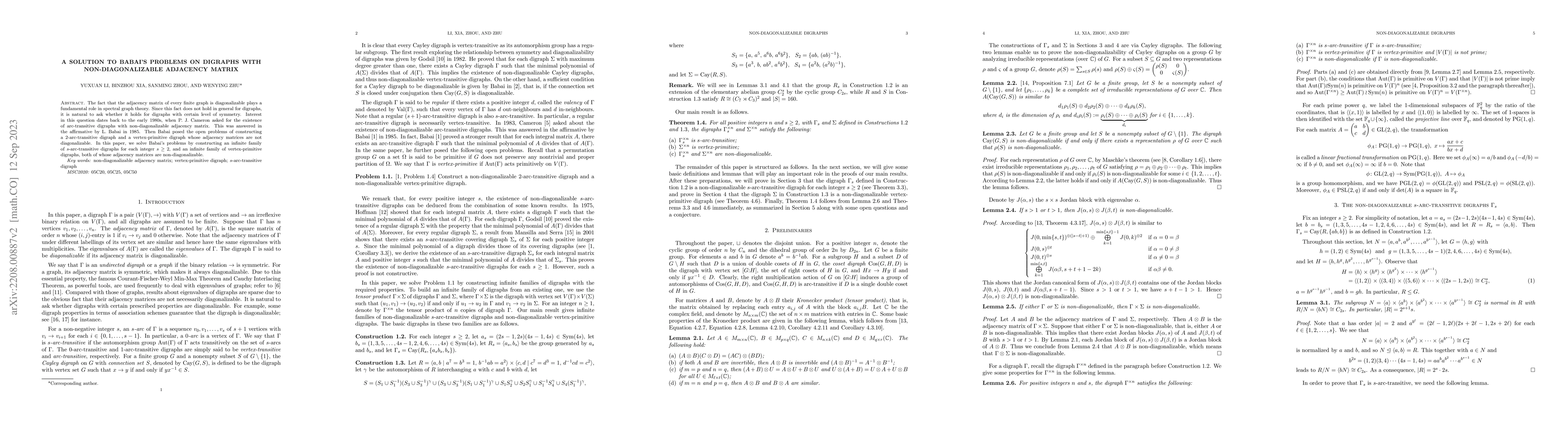 Thumbnail for A solution to Babai's problem on digraphs with non-diagonalizable
  adjacency matrix
