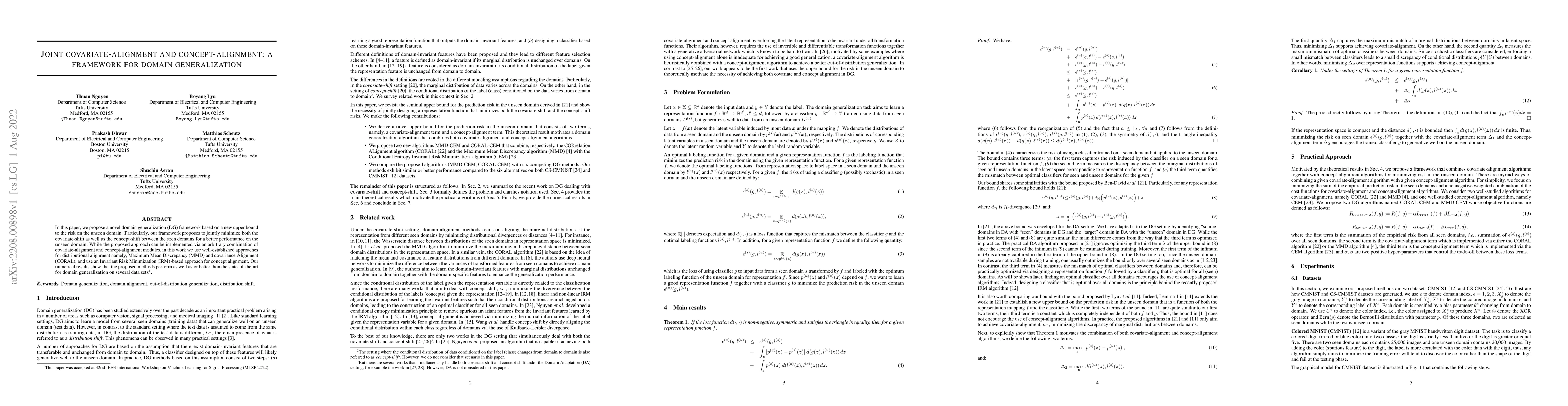 Thumbnail for Joint covariate-alignment and concept-alignment: a framework for domain
  generalization