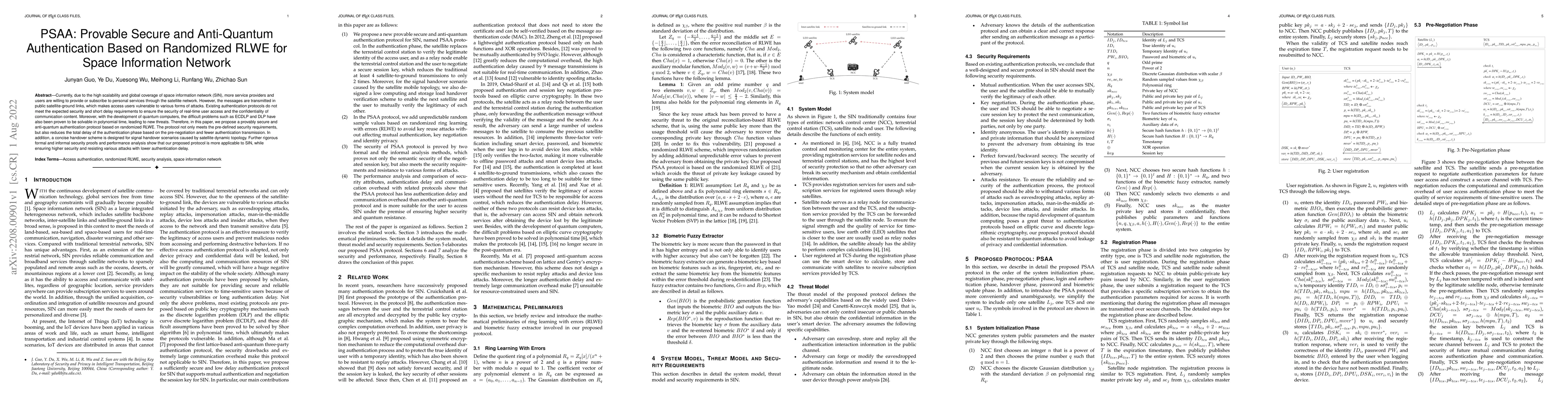 Thumbnail for PSAA: Provable Secure and Anti-Quantum Authentication Based on
  Randomized RLWE for Space Information Network