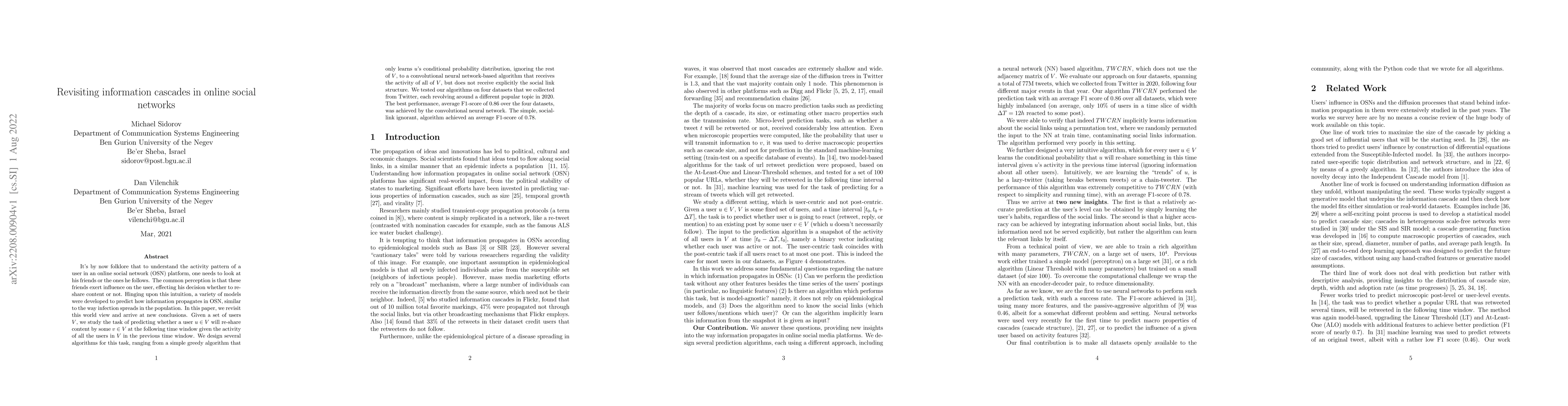 Thumbnail for Revisiting Information Cascades in Online Social Networks