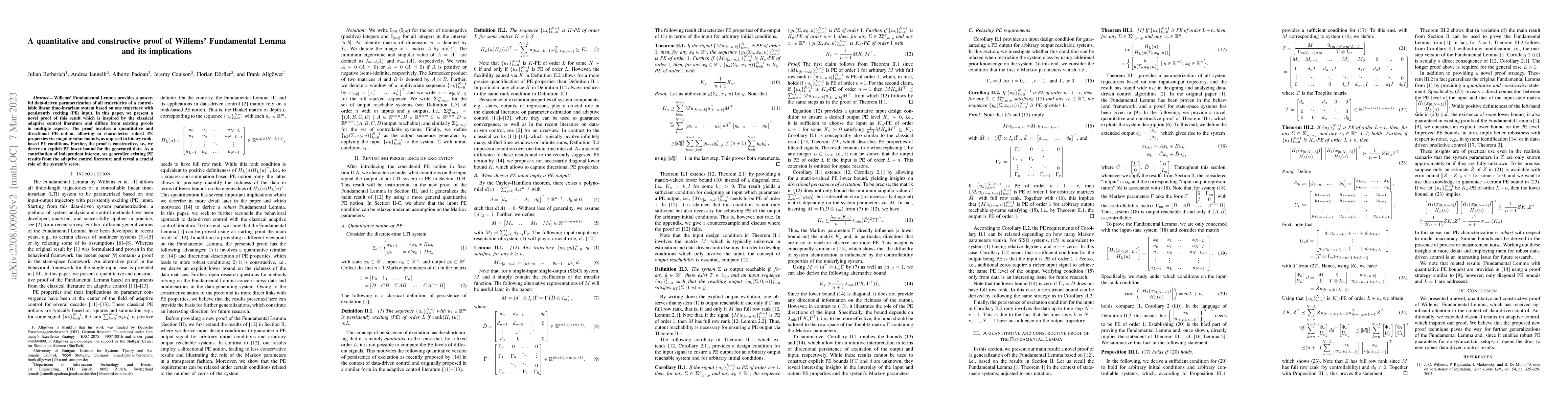 Thumbnail for A quantitative and constructive proof of Willems' Fundamental Lemma and
  its implications