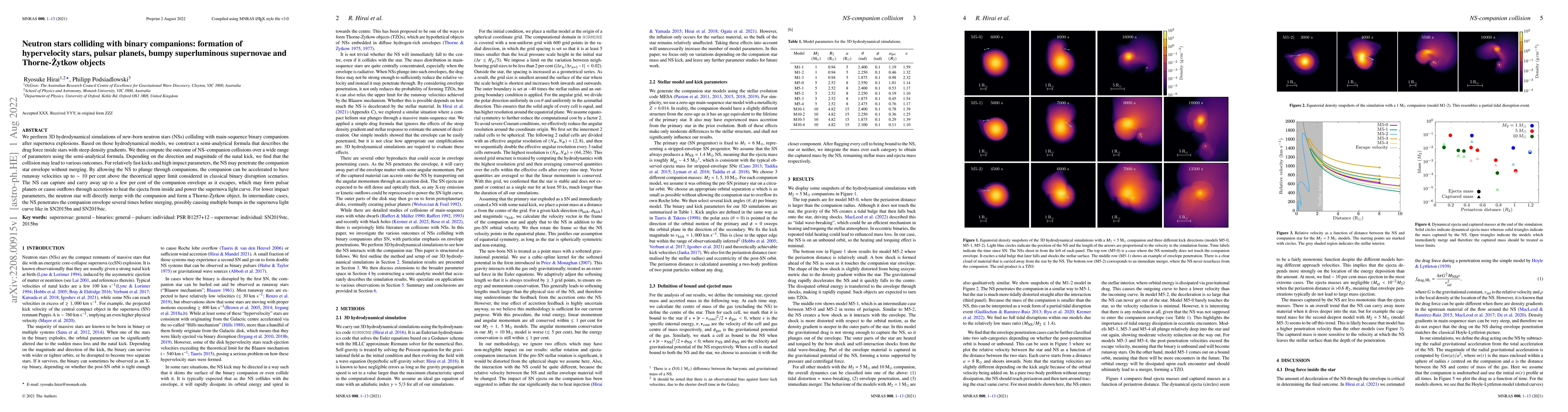 Thumbnail for Neutron stars colliding with binary companions: formation of
  hypervelocity stars, pulsar planets, bumpy superluminous supernovae and
  Thorne-\.Zytkow objects