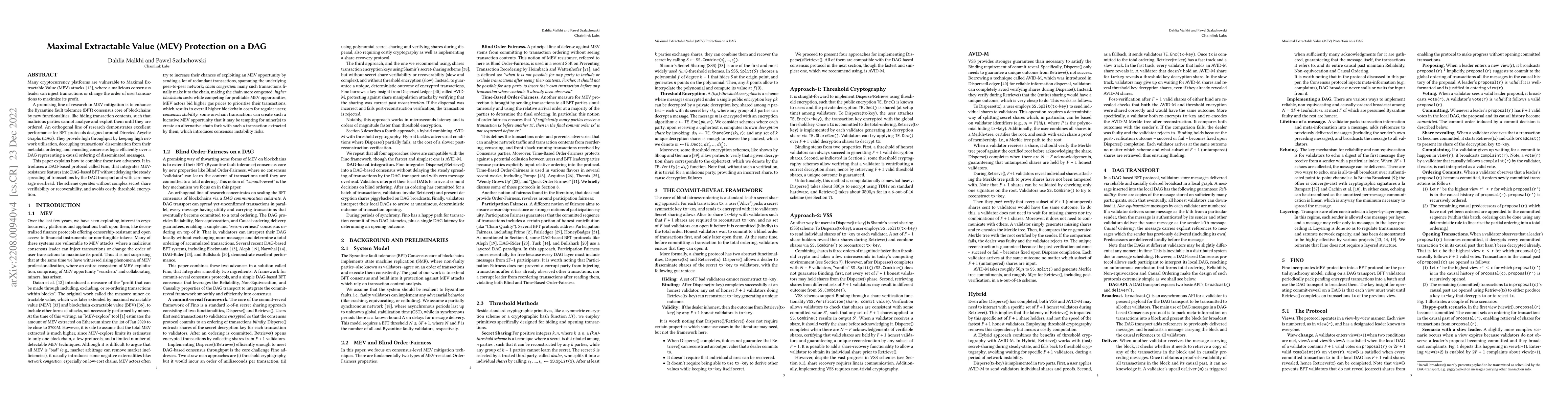 Thumbnail for Maximal Extractable Value (MEV) Protection on a DAG