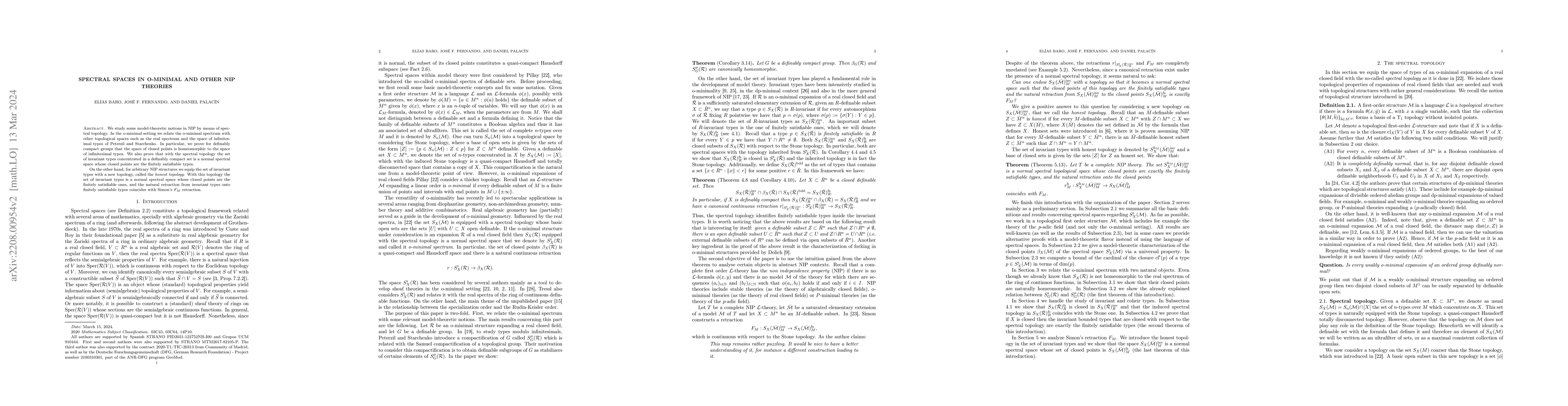 Thumbnail for Spectral Spaces in o-minimal and other NIP theories