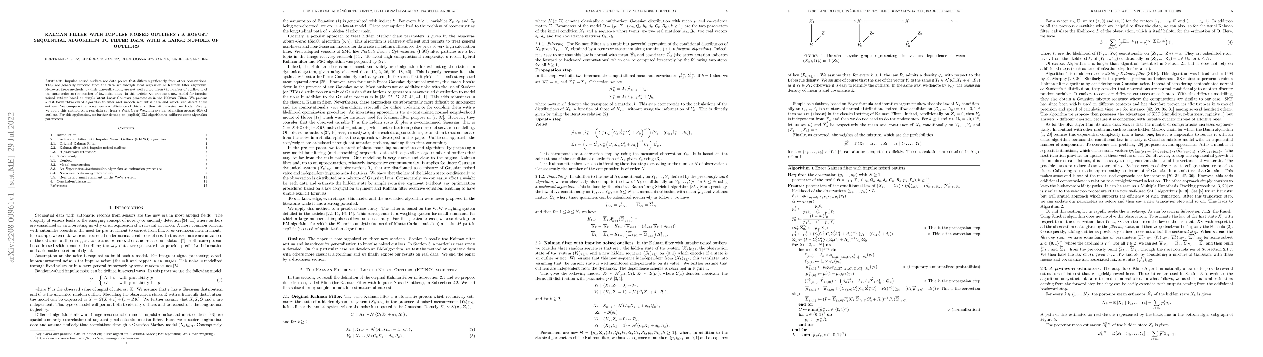 Thumbnail for Kalman filter with impulse noised outliers : A robust sequential
  algorithm to filter data with a large number of outliers