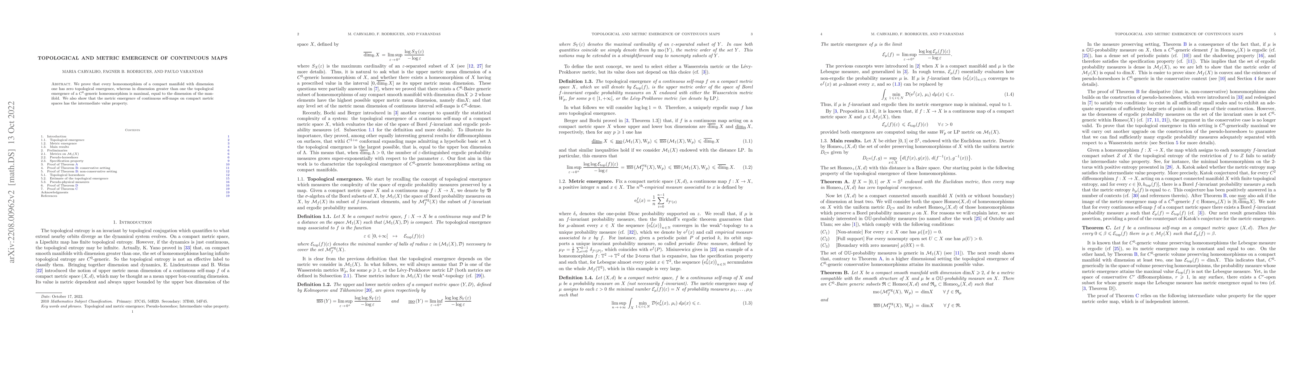 Thumbnail for Topological and metric emergence of continuous maps