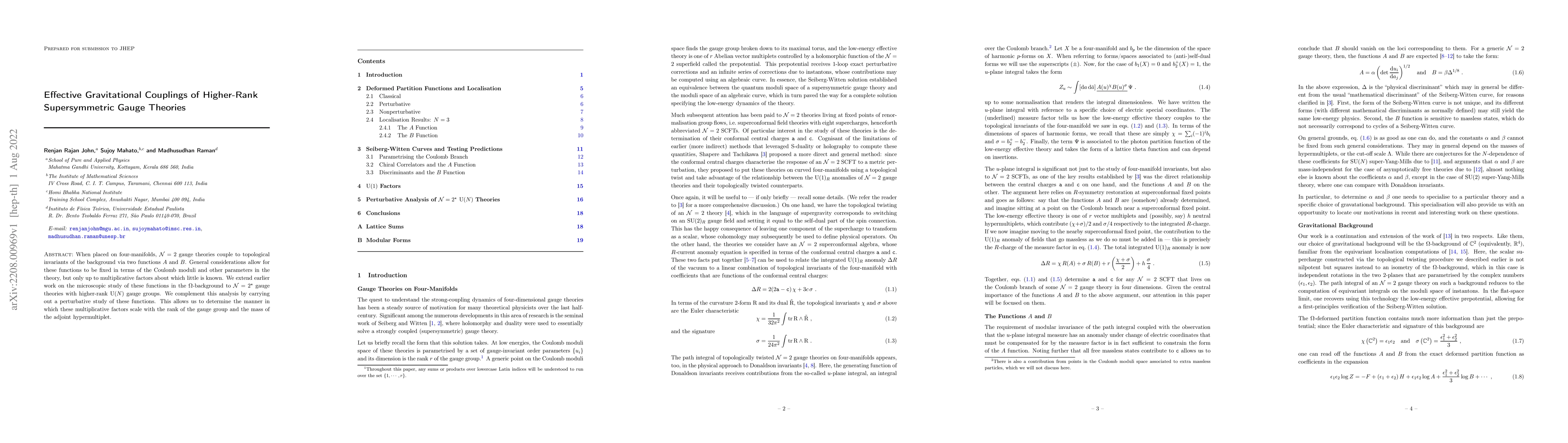 Thumbnail for Effective Gravitational Couplings of Higher-Rank Supersymmetric Gauge
  Theories