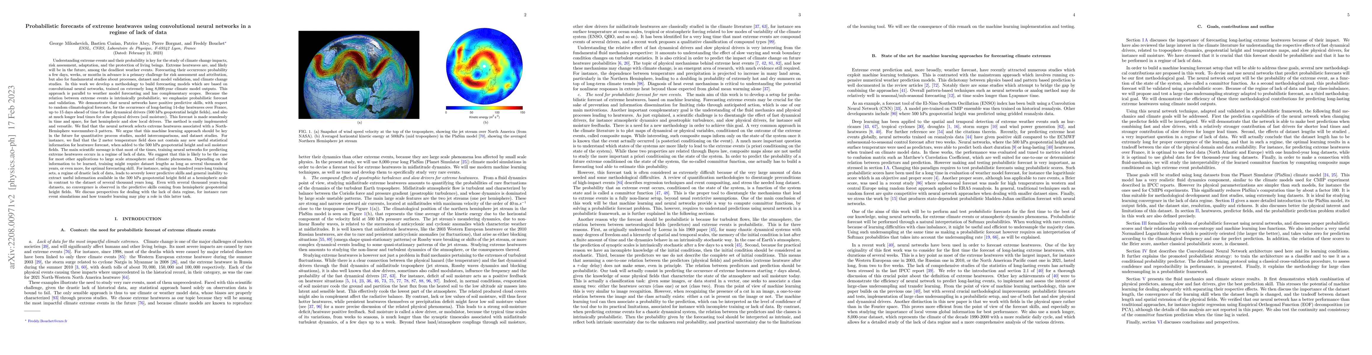 Thumbnail for Probabilistic forecasts of extreme heatwaves using convolutional neural
  networks in a regime of lack of data