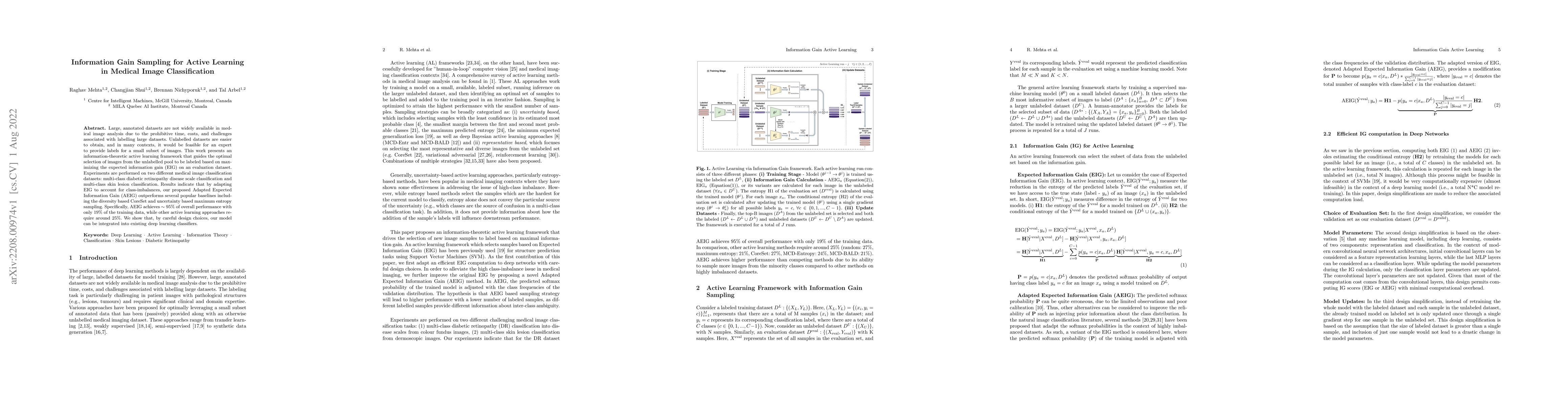 Thumbnail for Information Gain Sampling for Active Learning in Medical Image
  Classification