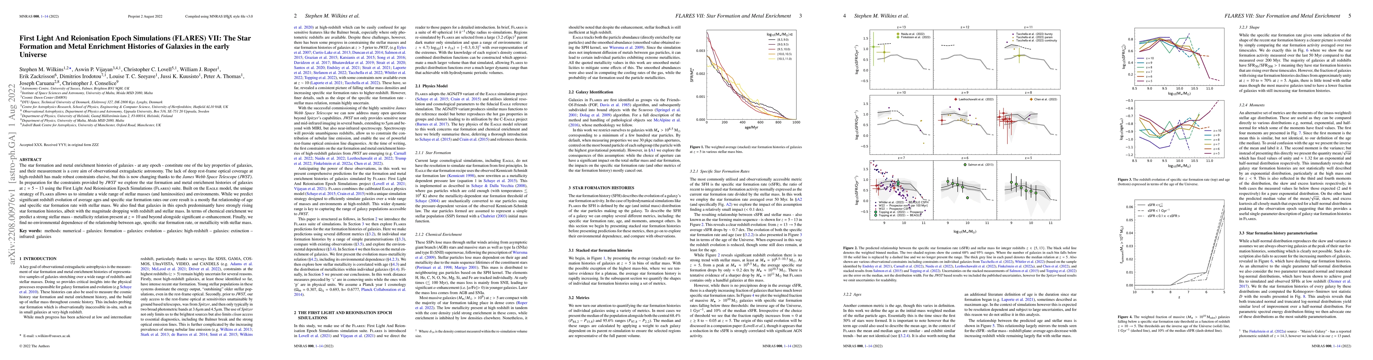 Thumbnail for First Light And Reionisation Epoch Simulations (FLARES) VII: The Star
  Formation and Metal Enrichment Histories of Galaxies in the early Universe