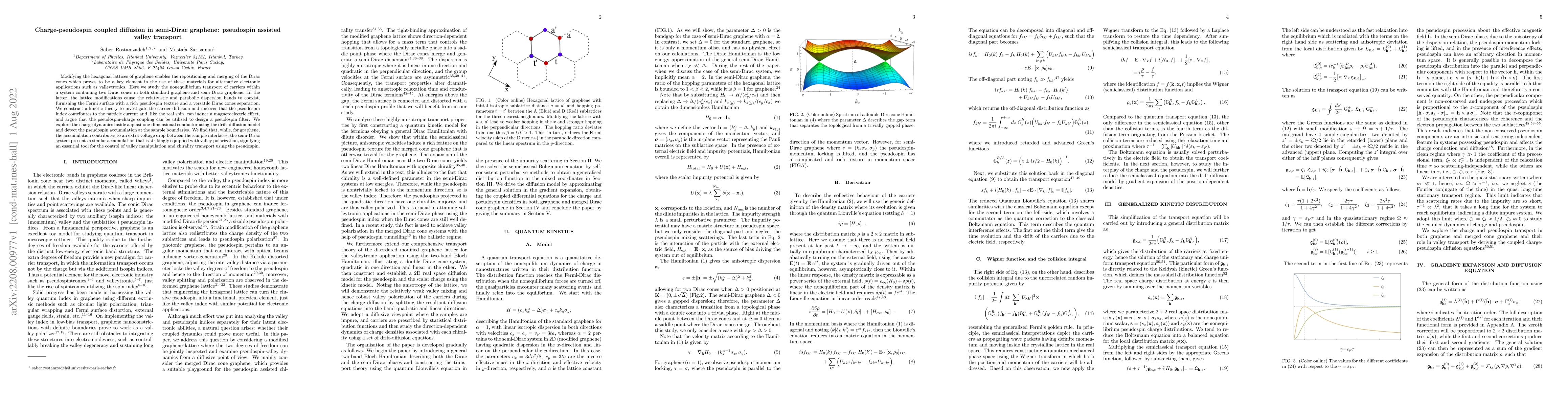 Thumbnail for Charge-pseudospin coupled diffusion in semi-Dirac graphene: pseudospin
  assisted valley transport