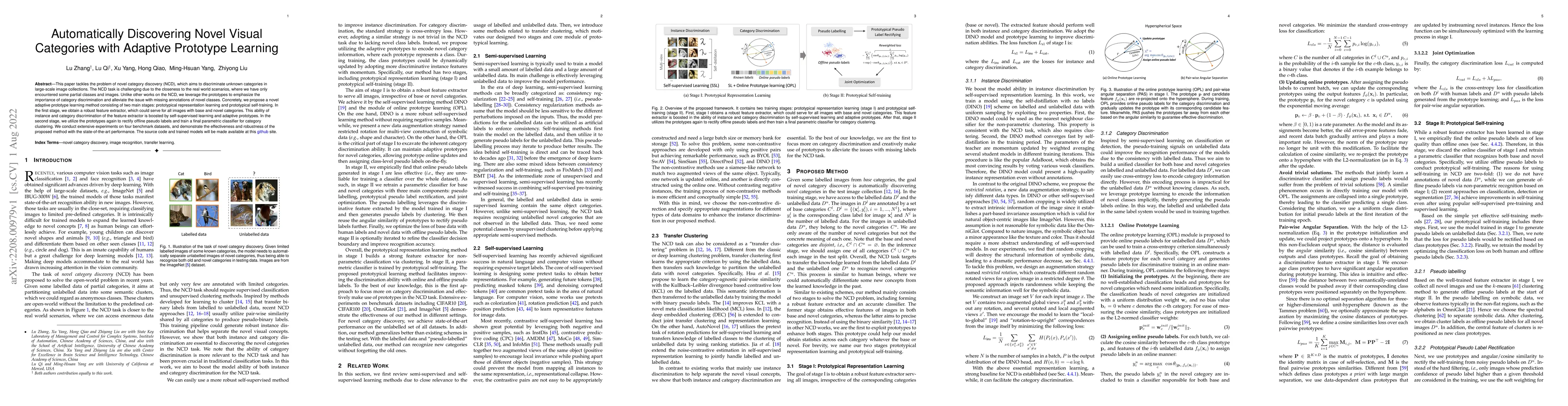 Thumbnail for Automatically Discovering Novel Visual Categories with Self-supervised
  Prototype Learning