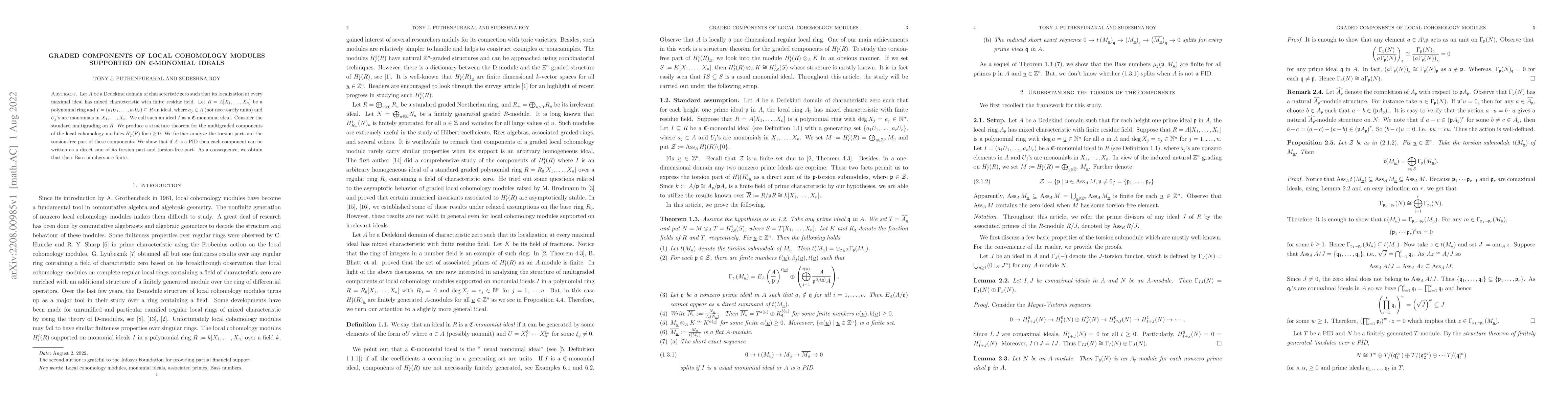 Thumbnail for Graded components of local cohomology modules supported on
  $\mathfrak{C}$-monomial ideals