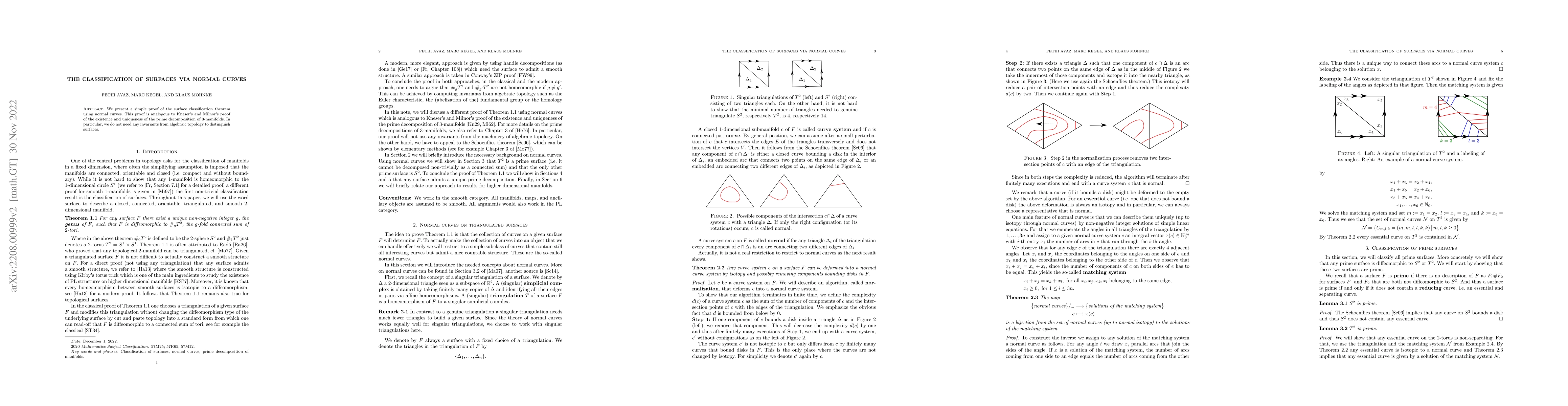 Thumbnail for The classification of surfaces via normal curves