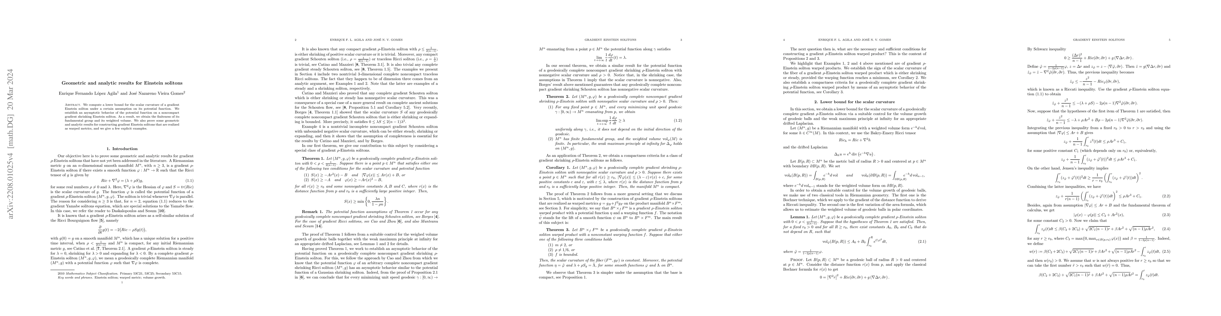 Thumbnail for Geometric and analytic results for Einstein solitons