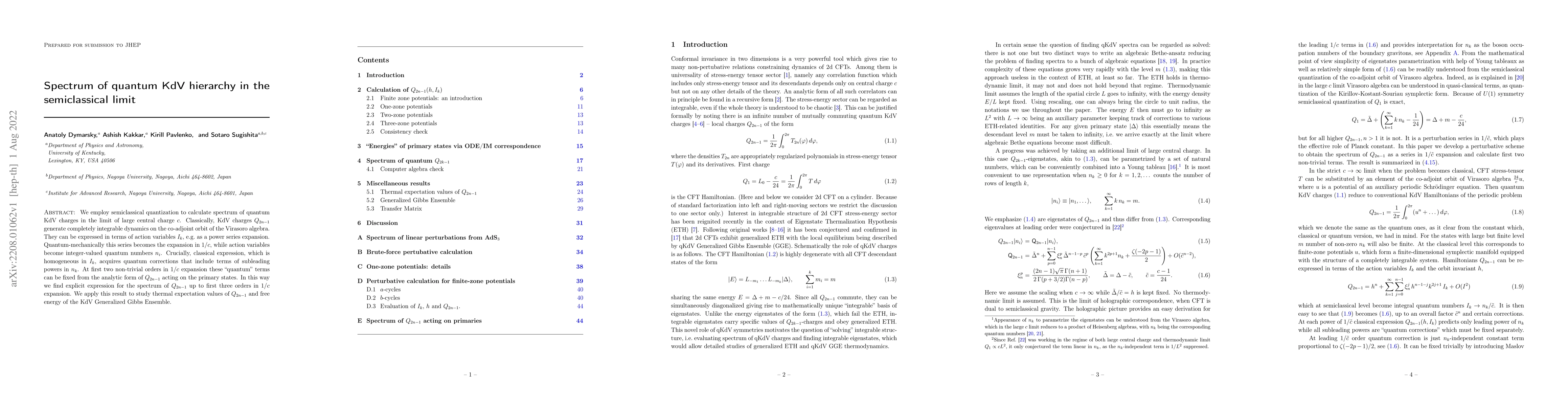Thumbnail for Spectrum of quantum KdV hierarchy in the semiclassical limit