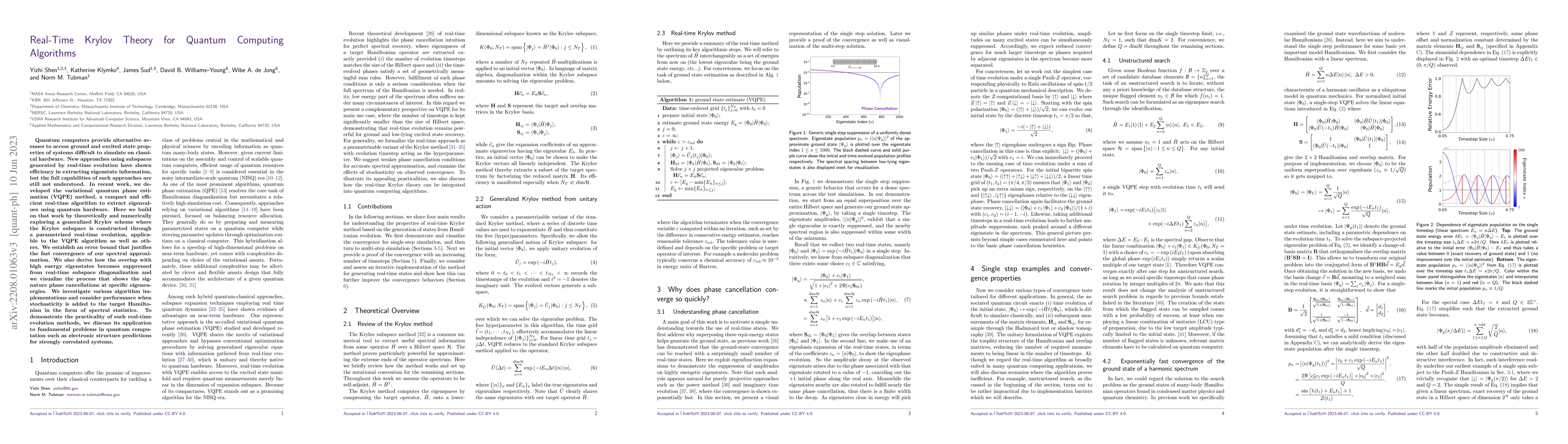 Thumbnail for Real-Time Krylov Theory for Quantum Computing Algorithms
