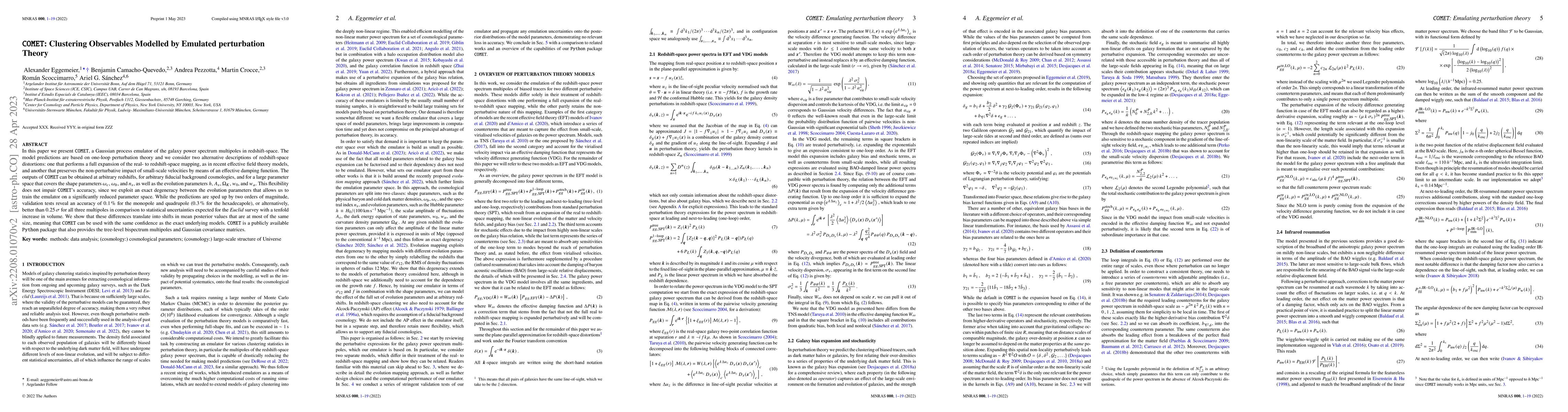 Thumbnail for COMET: Clustering Observables Modelled by Emulated perturbation Theory
