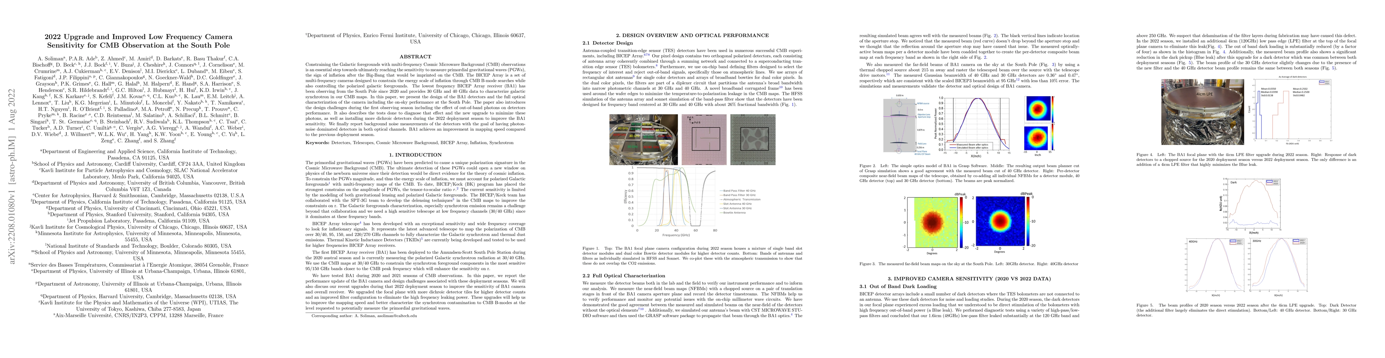 Thumbnail for 2022 Upgrade and Improved Low Frequency Camera Sensitivity for CMB
  Observation at the South Pole