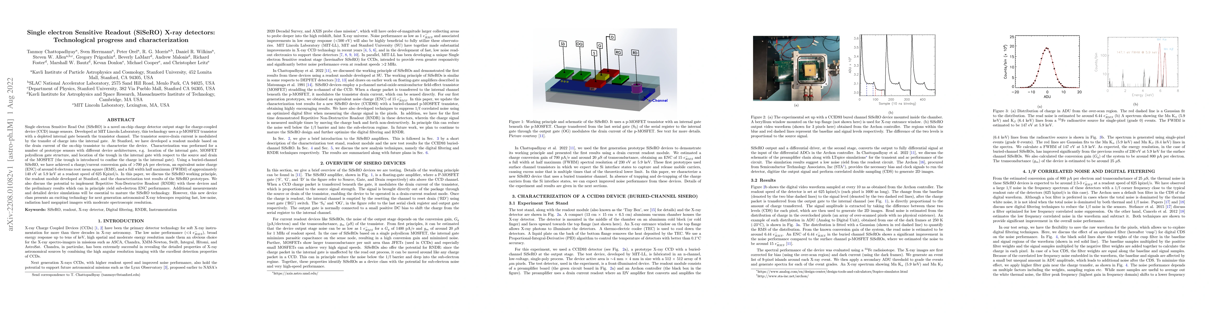 Thumbnail for Single electron Sensitive Readout (SiSeRO) X-ray detectors:
  Technological progress and characterization