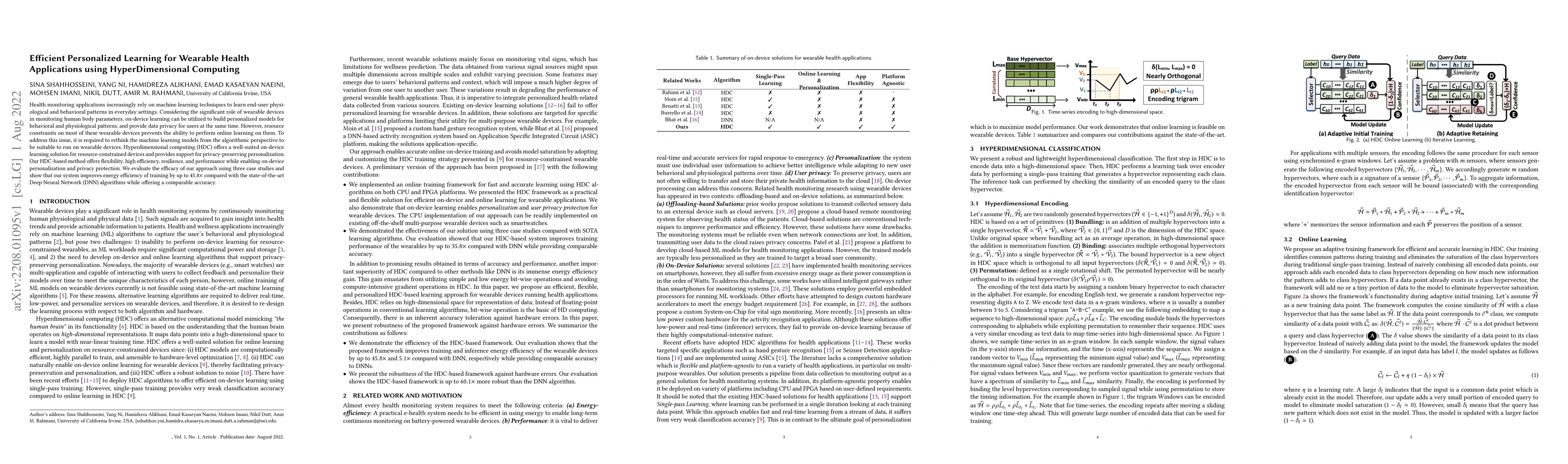 Thumbnail for Efficient Personalized Learning for Wearable Health Applications using
  HyperDimensional Computing