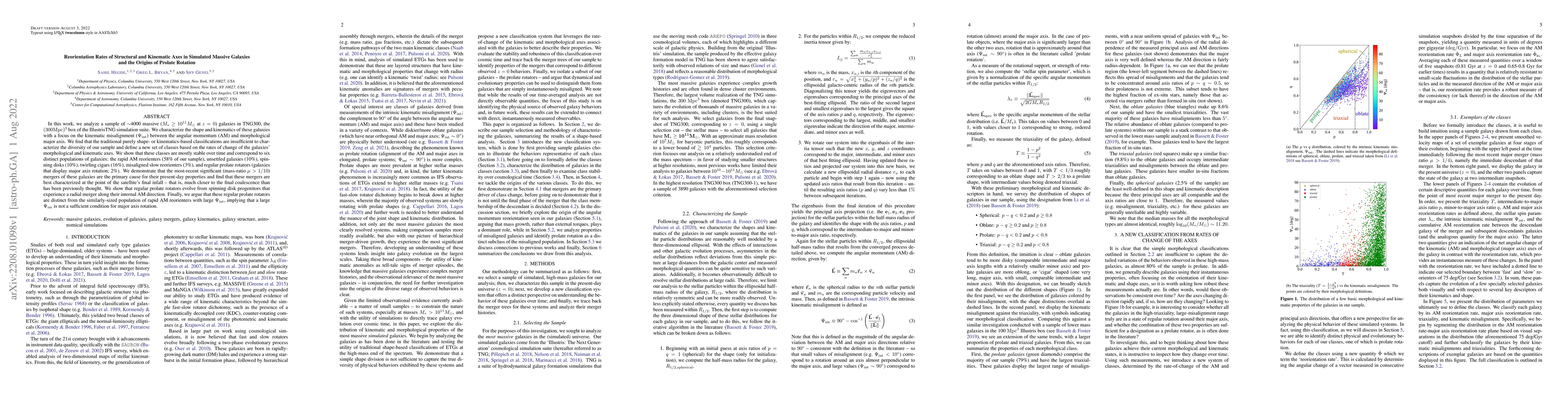 Thumbnail for Reorientation Rates of Structural and Kinematic Axes in Simulated
  Massive Galaxies and the Origins of Prolate Rotation