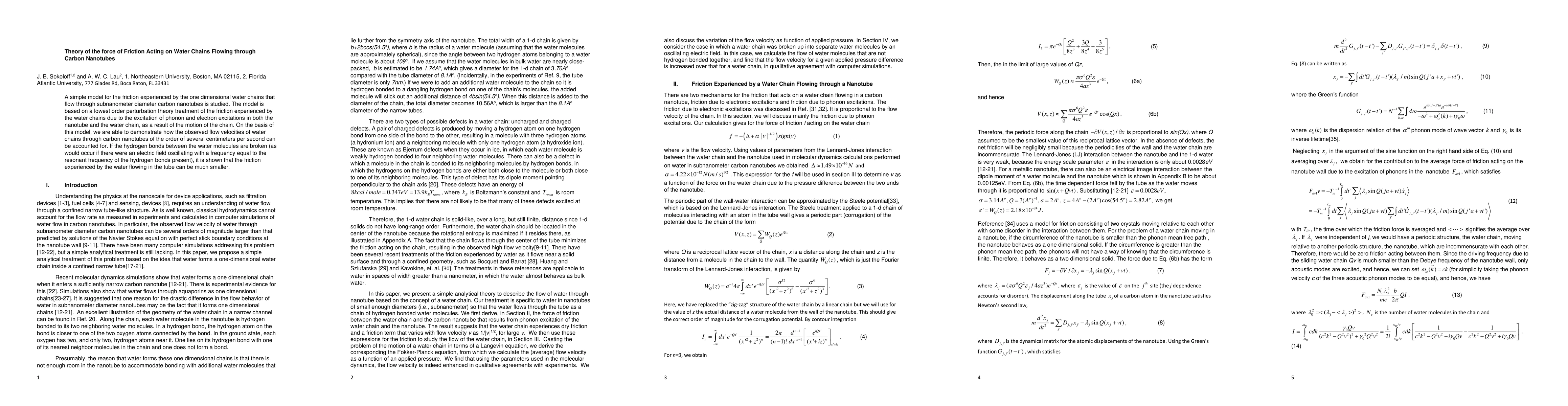 Thumbnail for Theory of the force of Friction Acting on Water Chains Flowing through
  Carbon Nanotubes