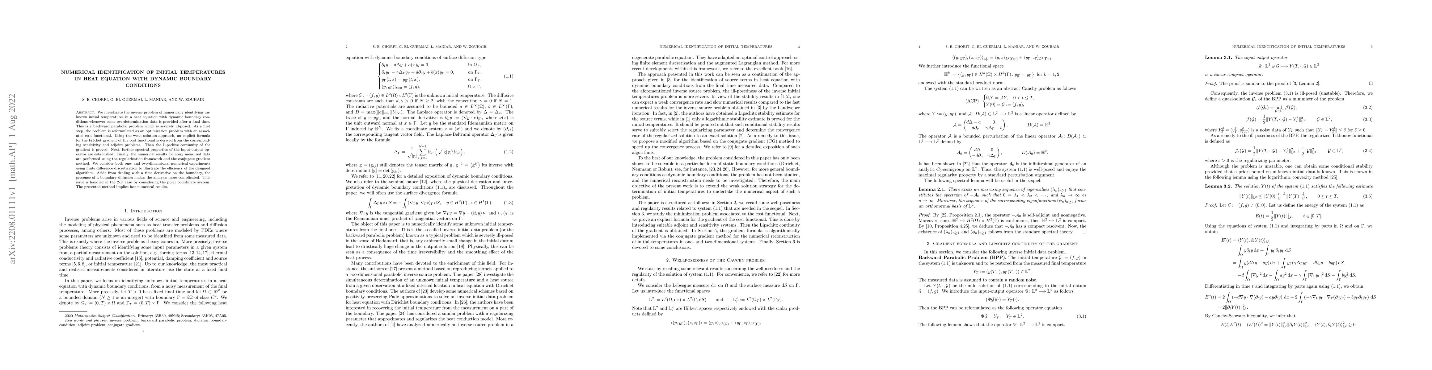 Thumbnail for Numerical identification of initial temperatures in heat equation with
  dynamic boundary conditions