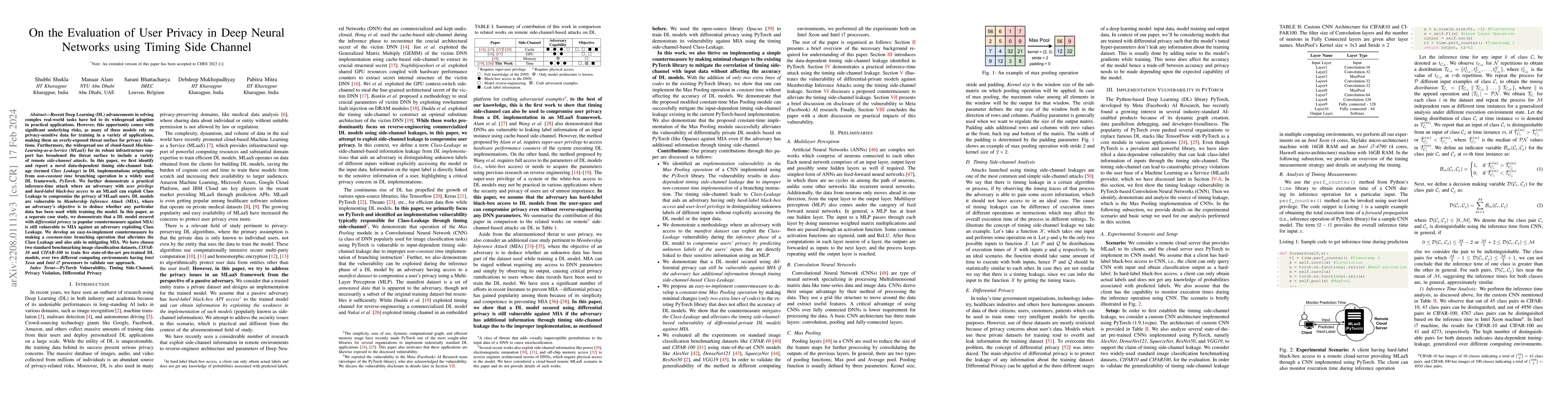 Thumbnail for On the Evaluation of User Privacy in Deep Neural Networks using Timing
  Side Channel