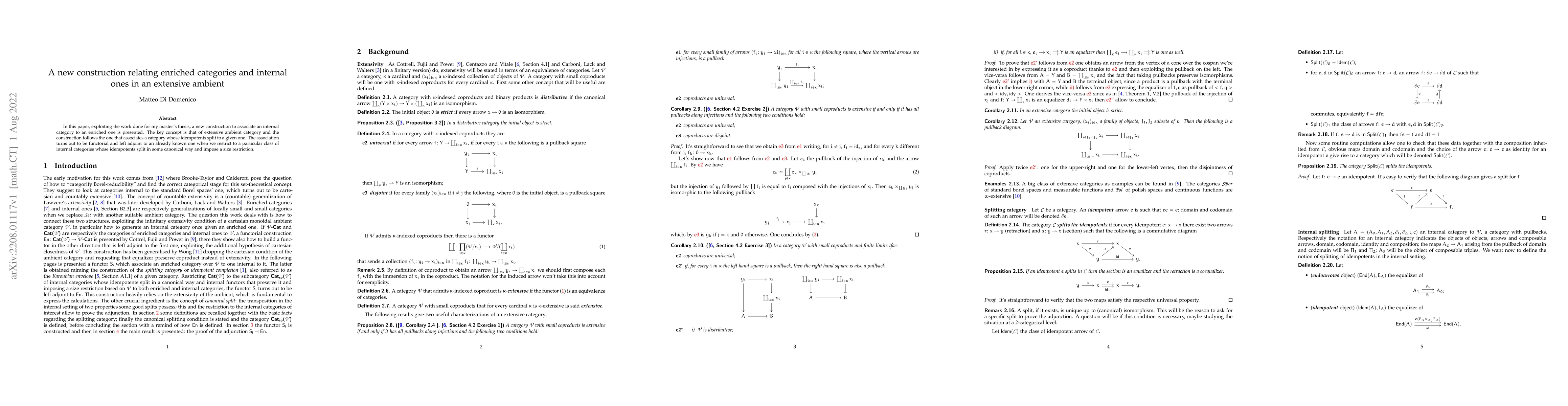 Thumbnail for A new construction relating enriched categories and internal ones in an
  extensive ambient