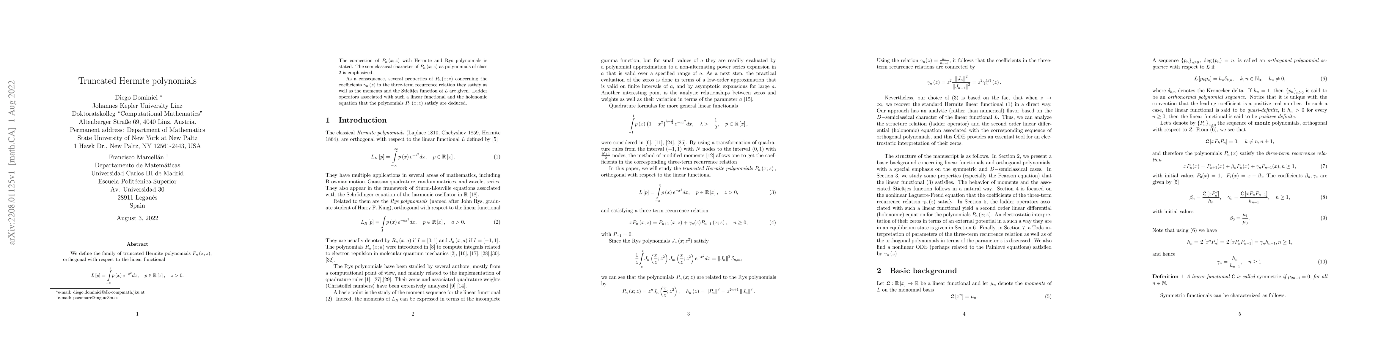 Thumbnail for Truncated Hermite polynomials