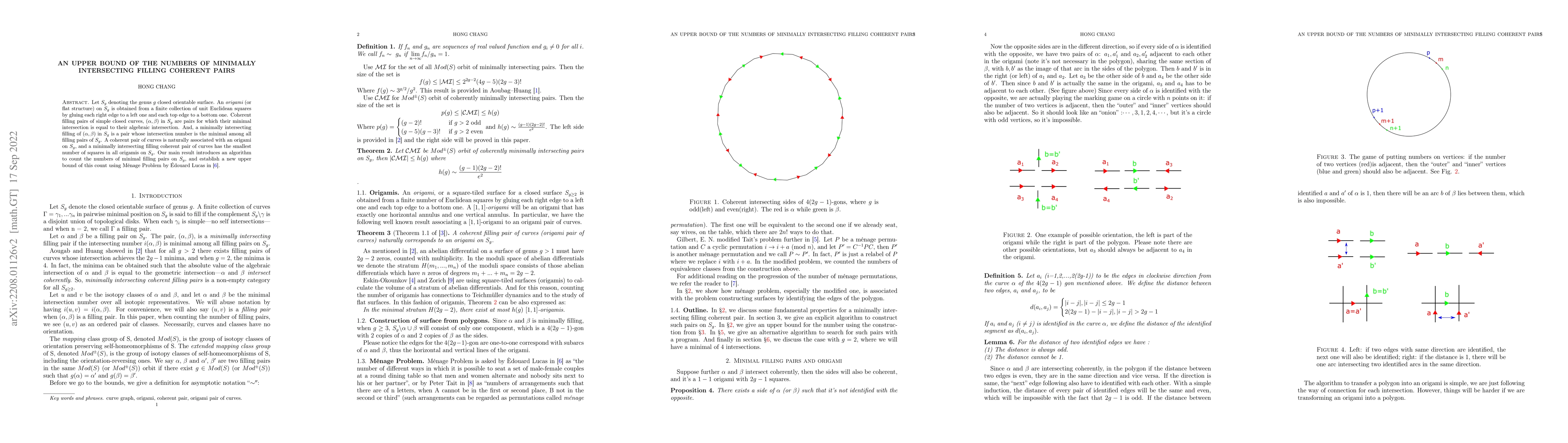 Thumbnail for An upper bound of the numbers of minimally intersecting filling coherent
  pairs