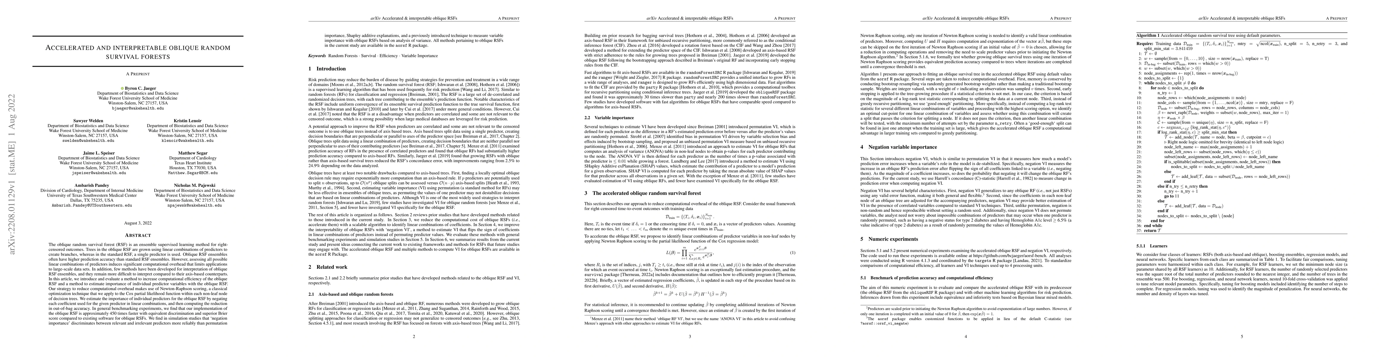 Thumbnail for Accelerated and interpretable oblique random survival forests