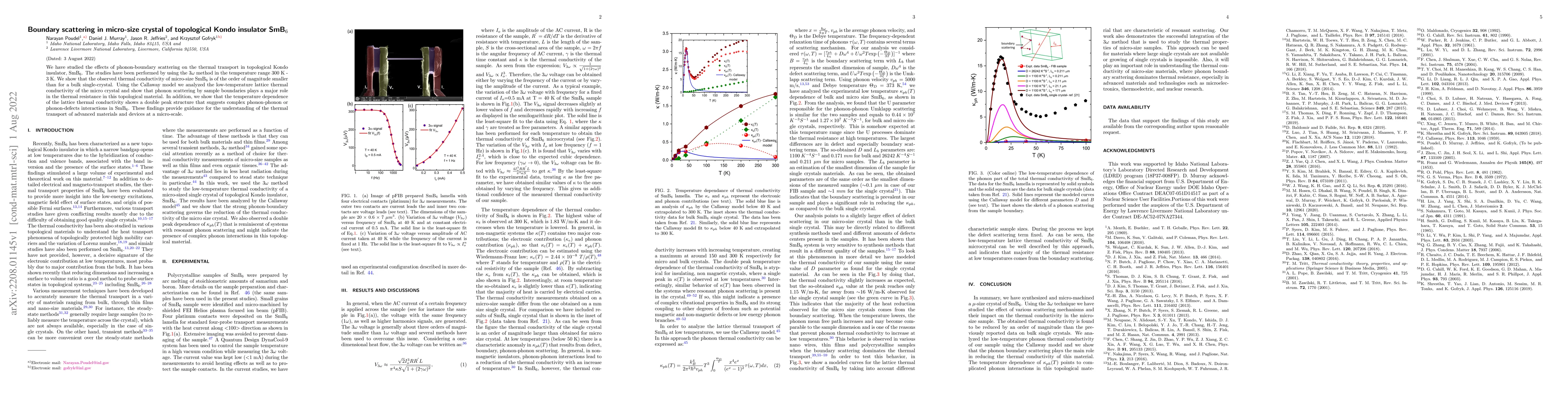Thumbnail for Boundary scattering in micro-size crystal of topological Kondo insulator
  SmB$_6$